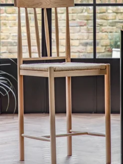 Sillas de bar artesanales de madera de roble Eton, 2 uds.