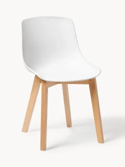 Sillas de plástico con patas de madera Dave, 2 uds.