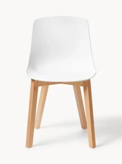 Sillas de plástico con patas de madera Dave, 2 uds.