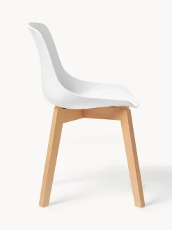 Sillas de plástico con patas de madera Dave, 2 uds.