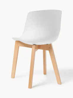 Sillas de plástico con patas de madera Dave, 2 uds.