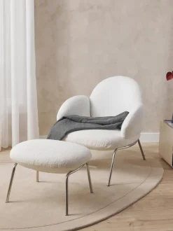 Sillón cóctel en tejido bouclé con patas de metal Luan