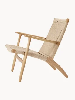 Sillón con asiento y respaldo tejidos a mano CH25