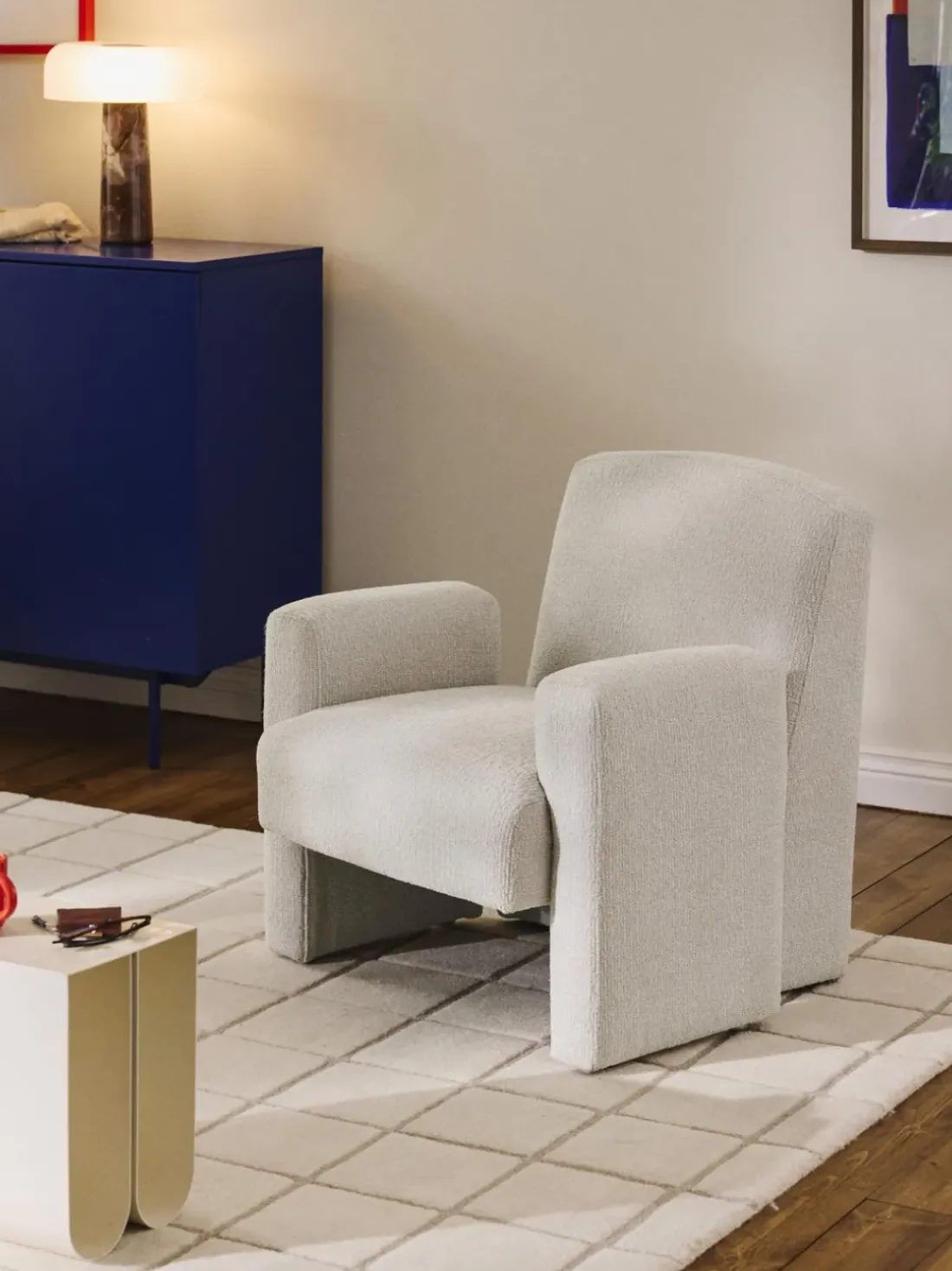 Sillón en tejido bouclé Aven