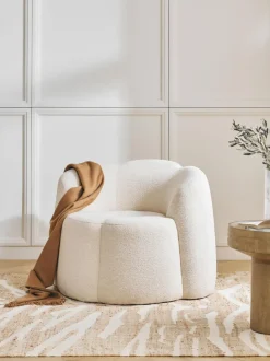 Sillón en tejido bouclé Fleur
