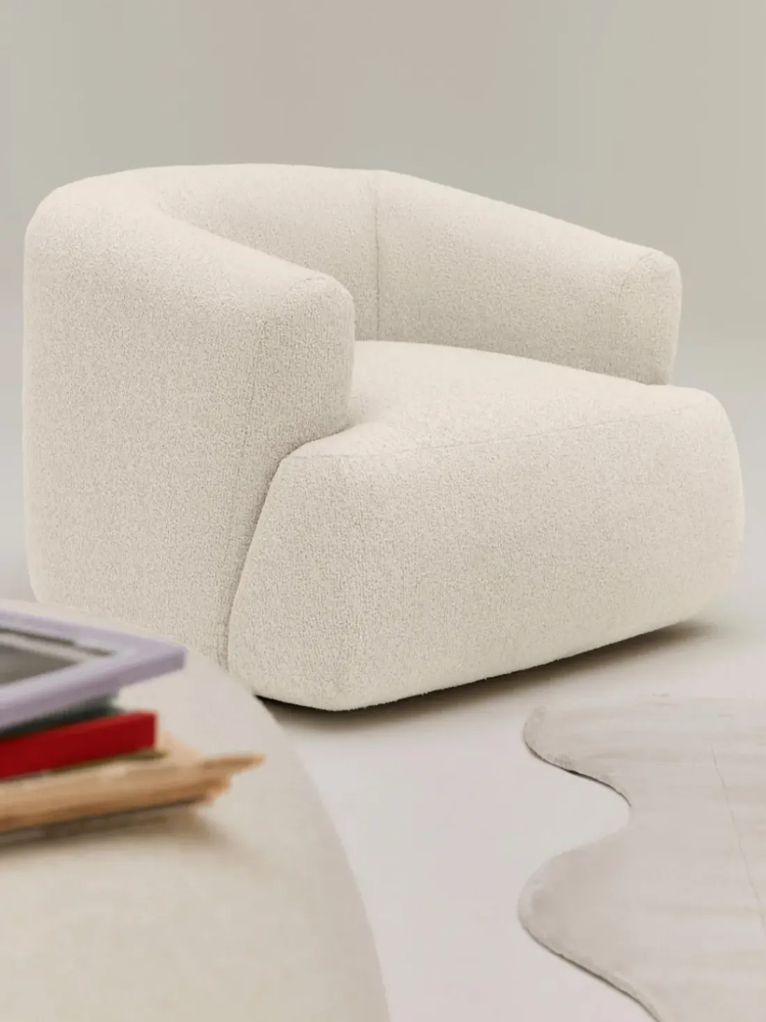 Sillón en tejido bouclé Sofia
