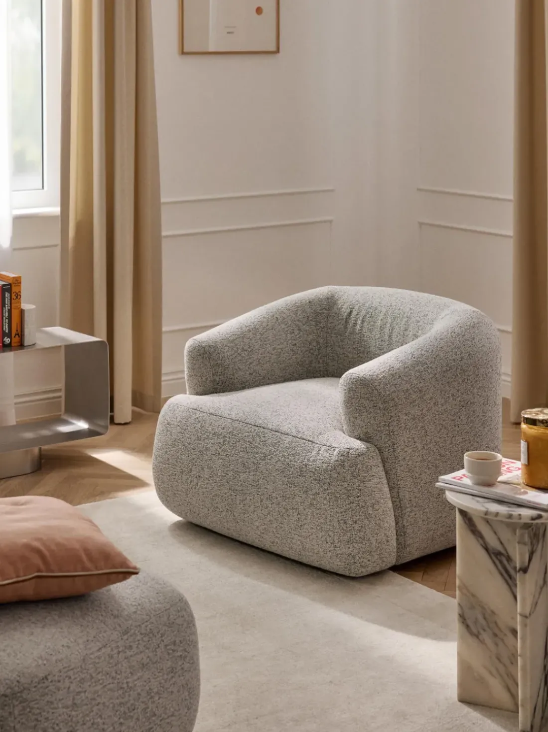 Sillón en tejido bouclé Sofia