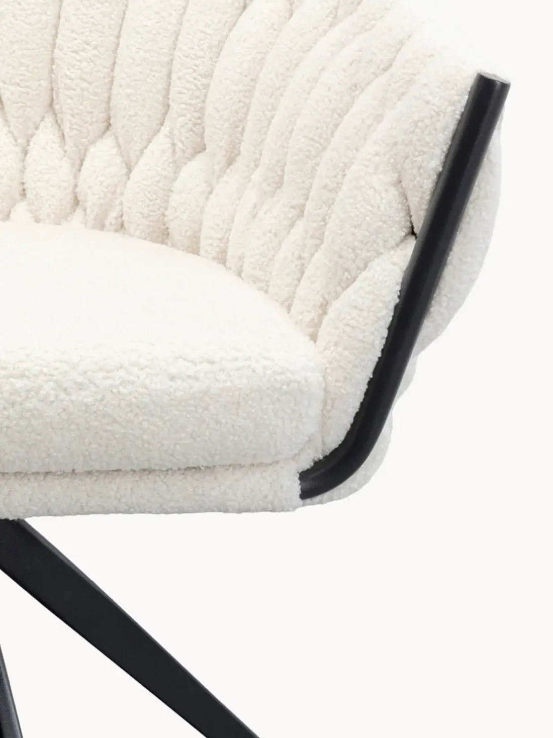 Sillón giratorio en tejido bouclé Dean