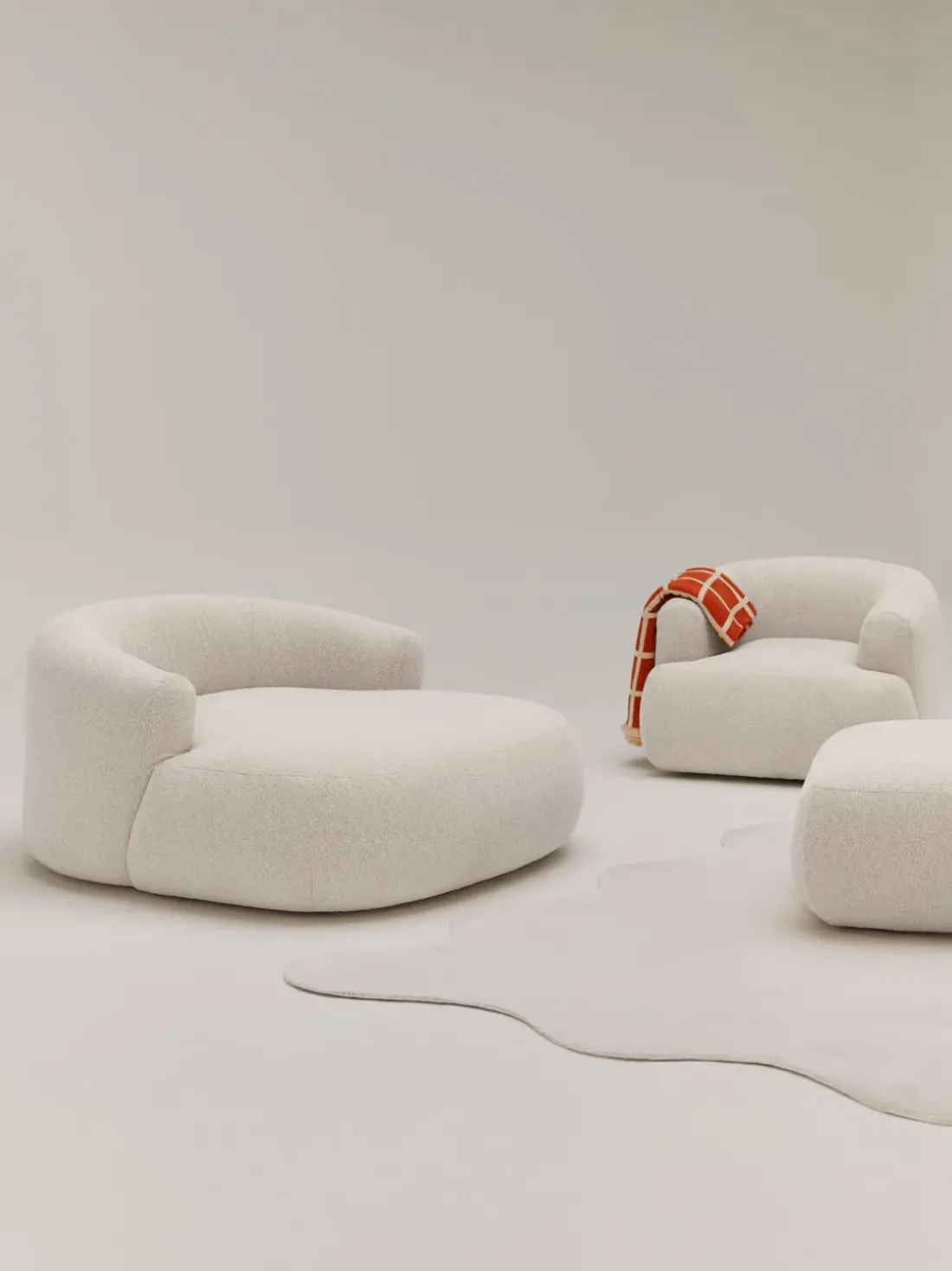 Sillón lounge grande en tejido bouclé Sofia