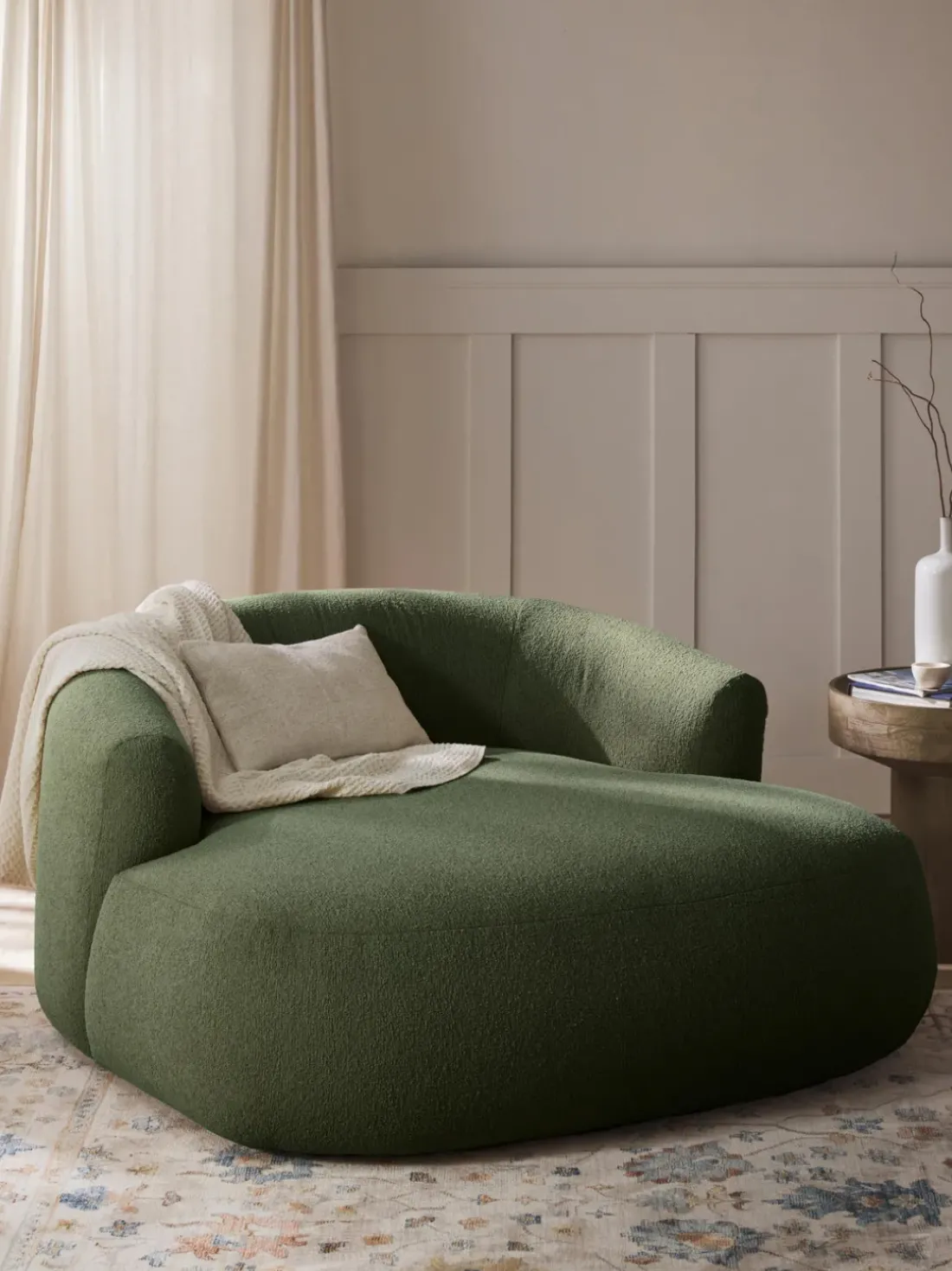 Sillón lounge grande en tejido bouclé Sofia