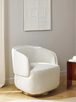 Sillón tapizado en tejido bouclé Irene