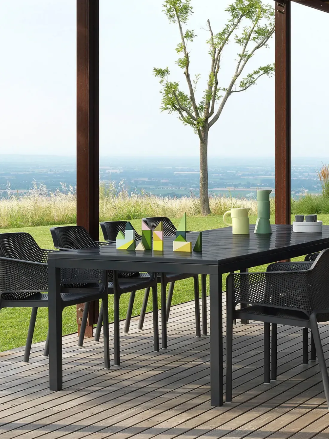 Sillones de jardín apilables con reposabrazos Net, 2 uds.
