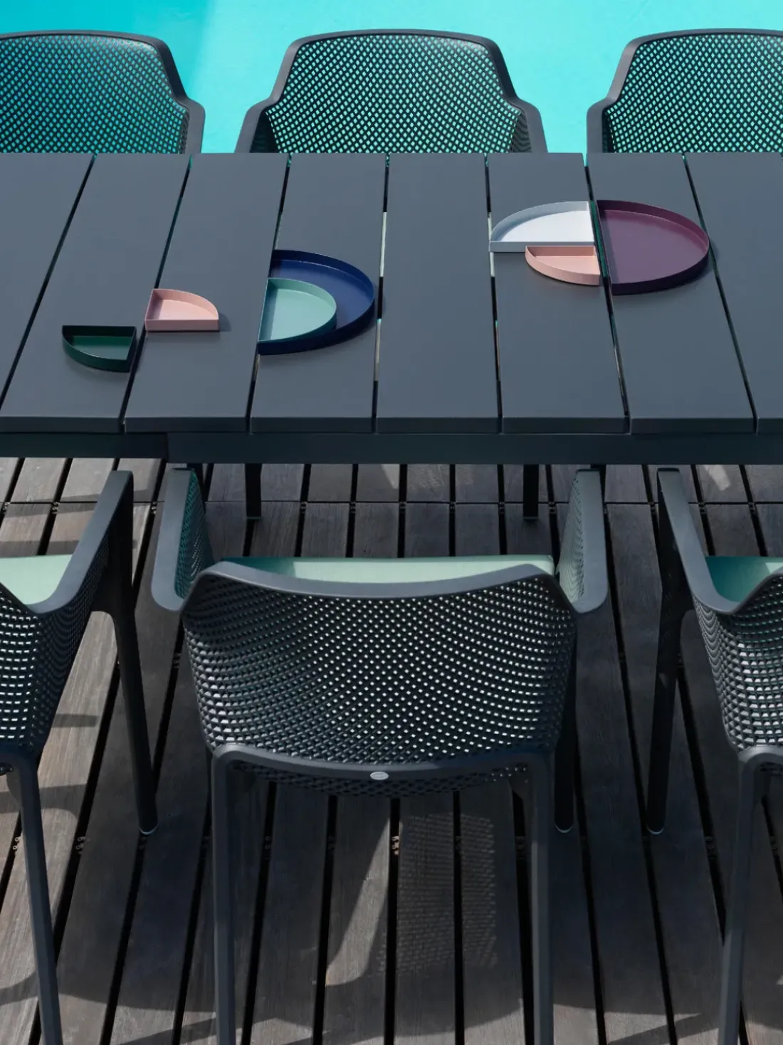 Sillones de jardín apilables con reposabrazos Net, 2 uds.