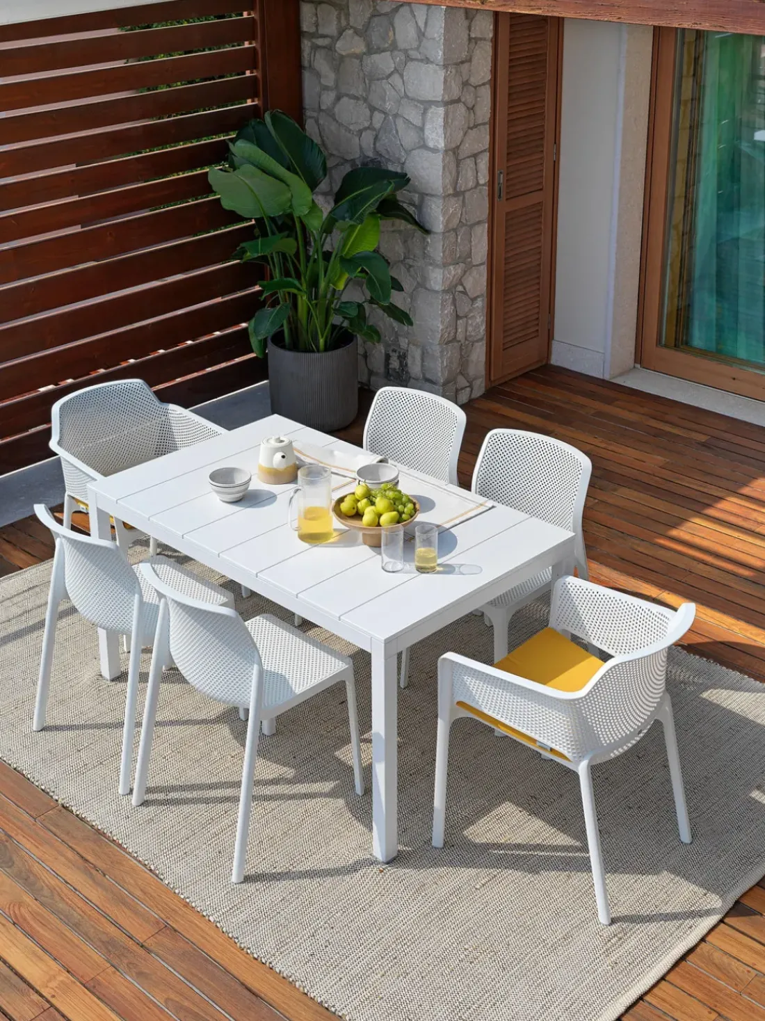 Sillones de jardín apilables con reposabrazos Net, 2 uds.