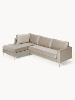 Sofá cama rinconera de terciopelo con colchón Luna (3 plazas)