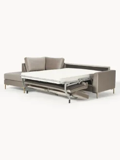Sofá cama rinconera de terciopelo con colchón Luna (3 plazas)