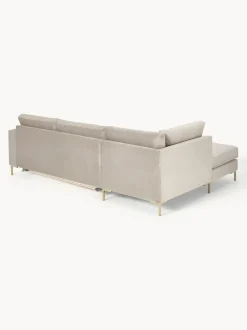 Sofá cama rinconera de terciopelo con colchón Luna (3 plazas)