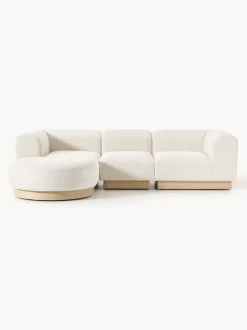Sofá modular con reposapiés de borreguillo bouclé Natalie (3 plazas)