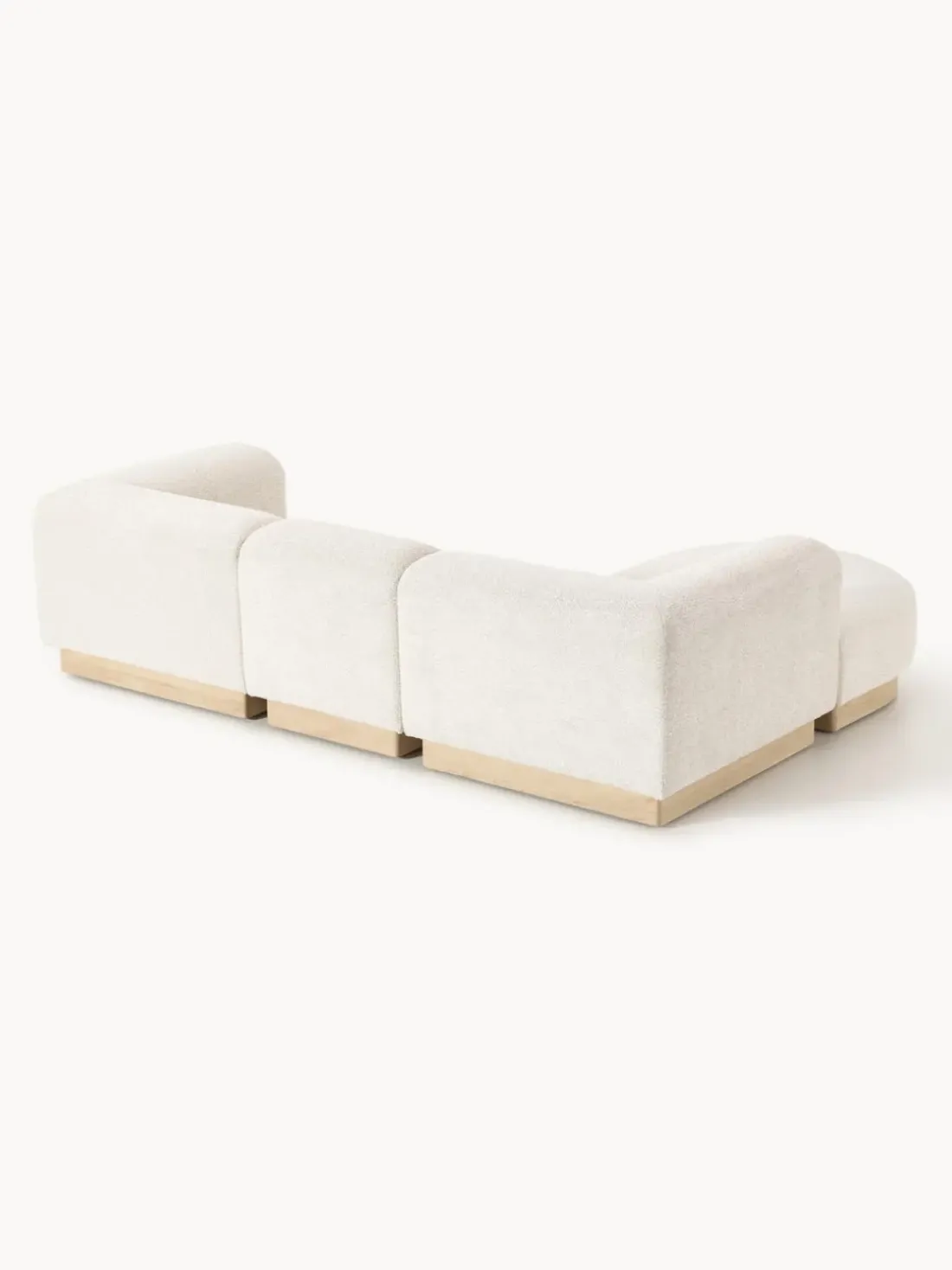 Sofá modular con reposapiés de borreguillo bouclé Natalie (3 plazas)