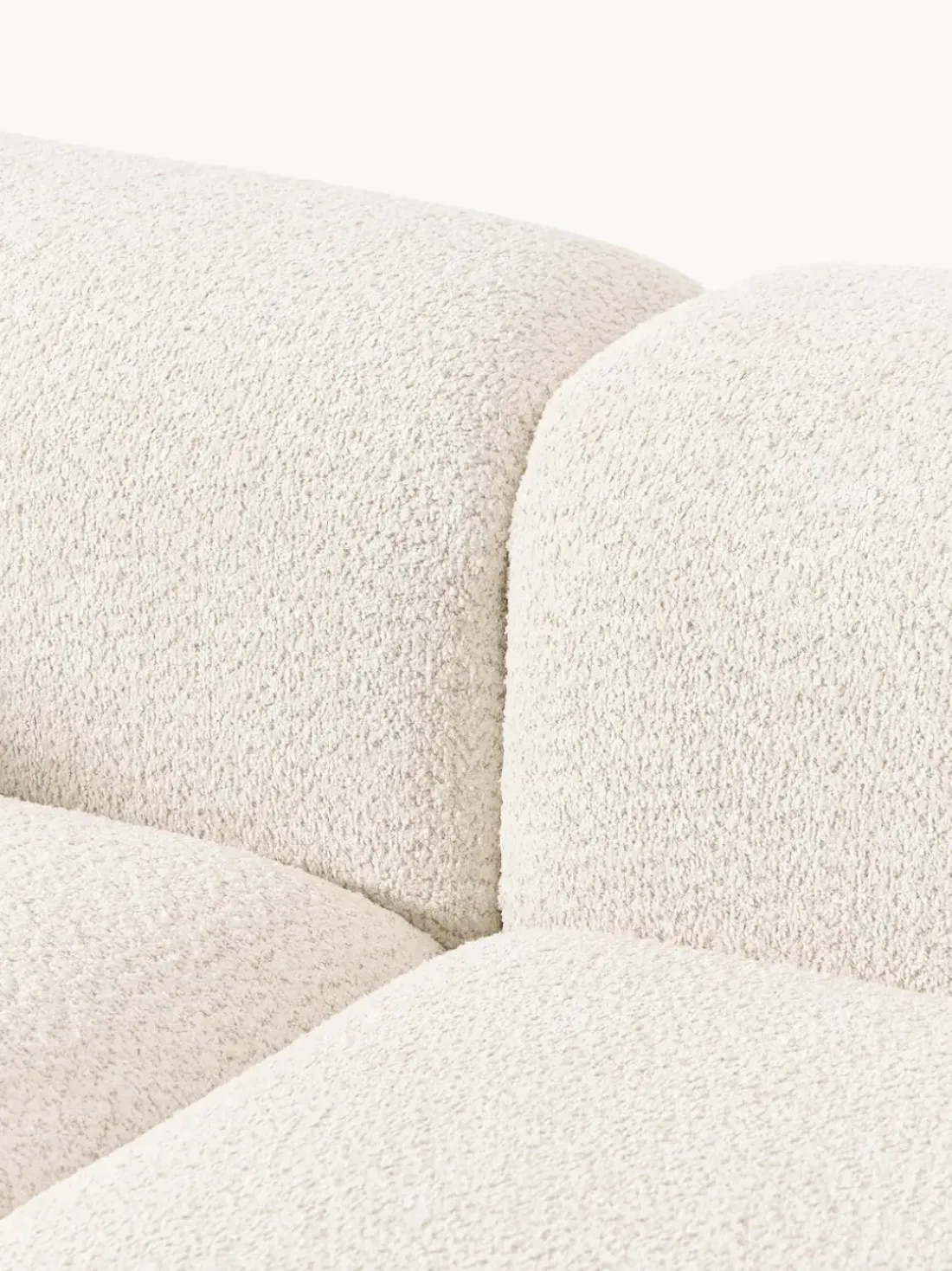 Sofá modular con reposapiés de borreguillo bouclé Natalie (3 plazas)