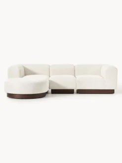 Sofá modular con reposapiés de borreguillo bouclé Natalie (3 plazas)