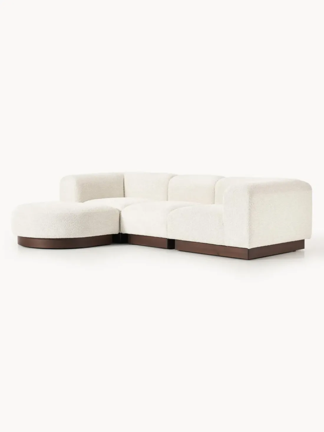 Sofá modular con reposapiés de borreguillo bouclé Natalie (3 plazas)