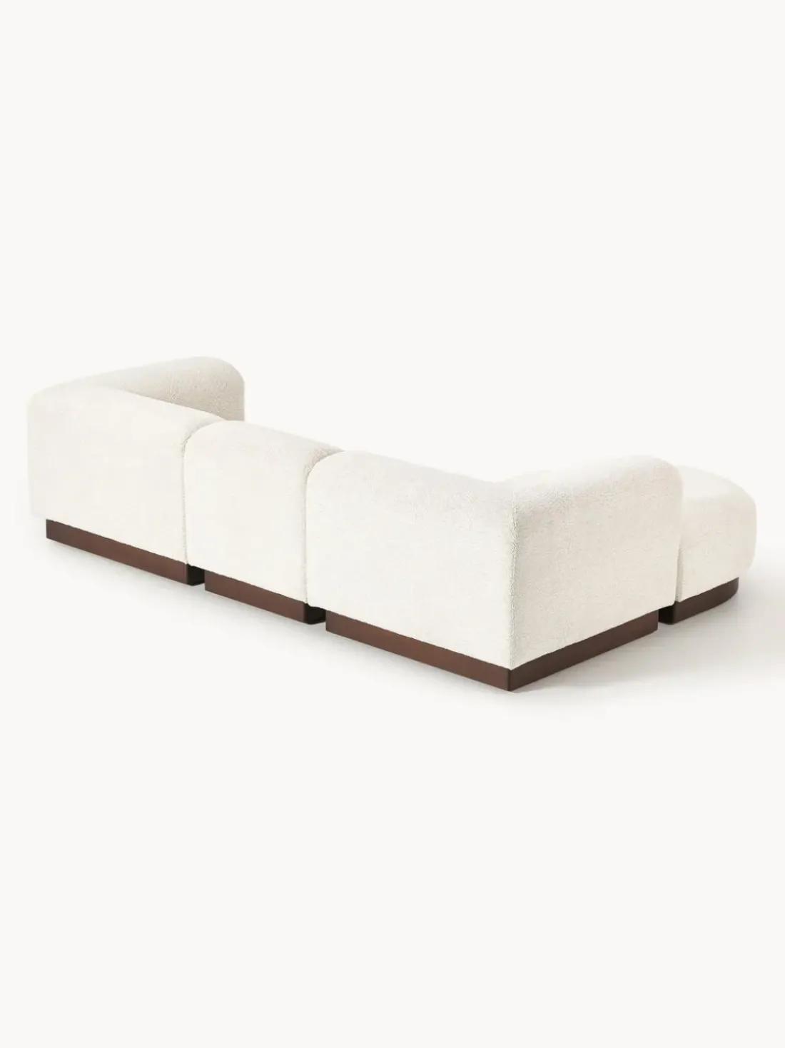 Sofá modular con reposapiés de borreguillo bouclé Natalie (3 plazas)