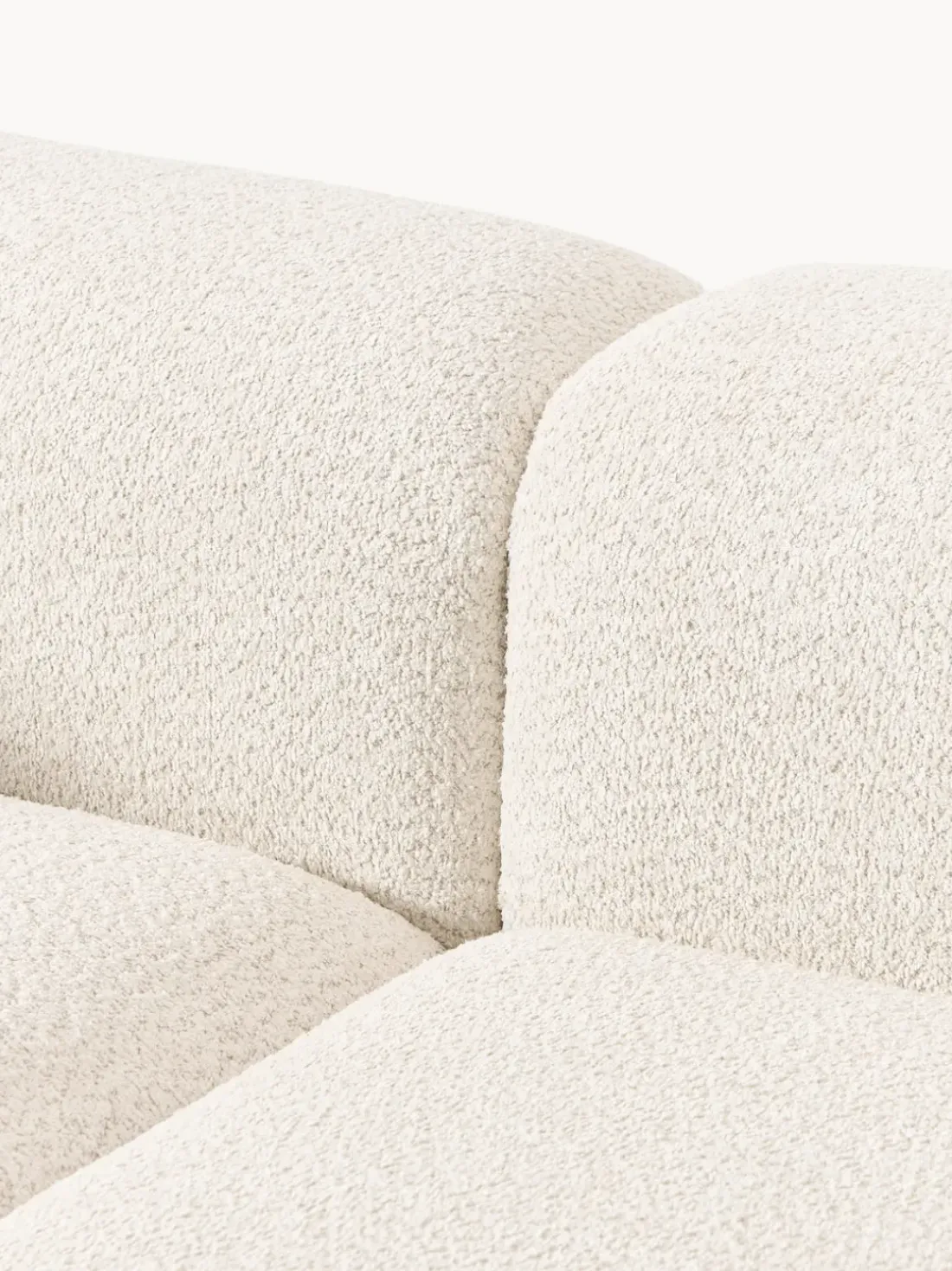 Sofá modular con reposapiés de borreguillo bouclé Natalie (3 plazas)