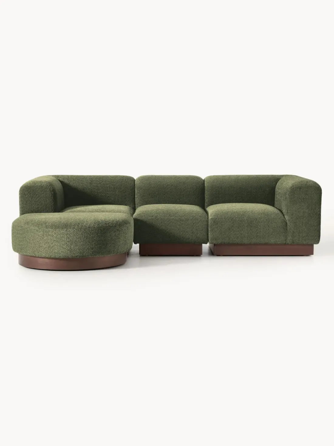 Sofá modular con reposapiés de borreguillo bouclé Natalie (3 plazas)