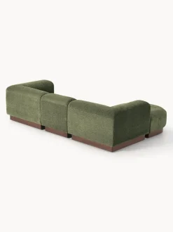Sofá modular con reposapiés de borreguillo bouclé Natalie (3 plazas)