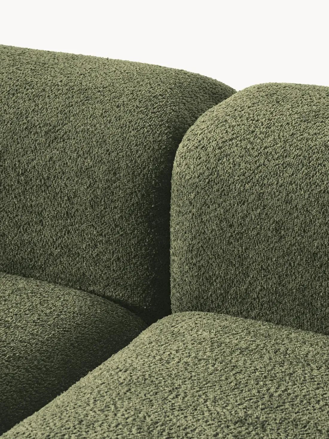 Sofá modular con reposapiés de borreguillo bouclé Natalie (3 plazas)