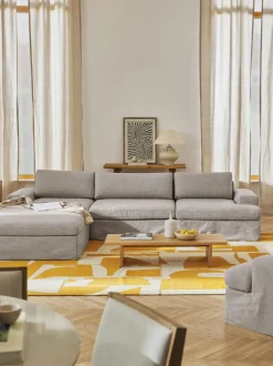 Sofá modular con reposapiés izquierdo/derecho Russell (4 plazas), desenfundable