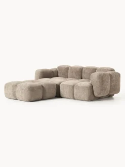 Sofá modular de borreguillo bouclé con reposapiés Tayla (3 plazas)