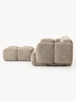 Sofá modular de borreguillo bouclé con reposapiés Tayla (3 plazas)