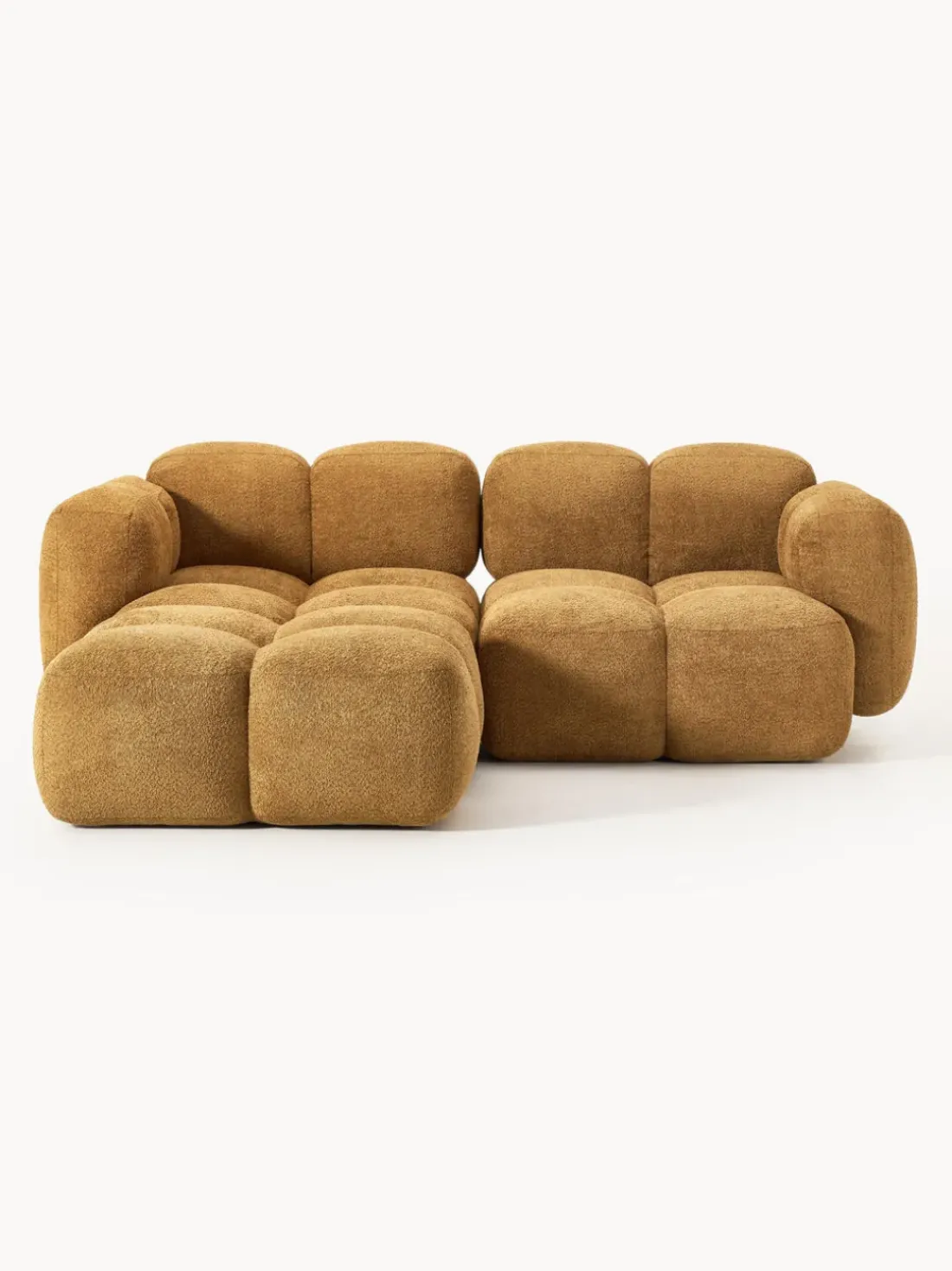 Sofá modular de borreguillo bouclé con reposapiés izquierdo/derecho Tayla (3 plazas)