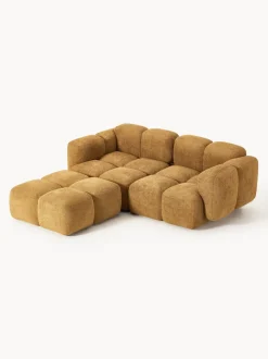 Sofá modular de borreguillo bouclé con reposapiés izquierdo/derecho Tayla (3 plazas)