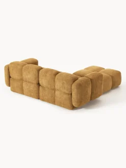 Sofá modular de borreguillo bouclé con reposapiés izquierdo/derecho Tayla (3 plazas)
