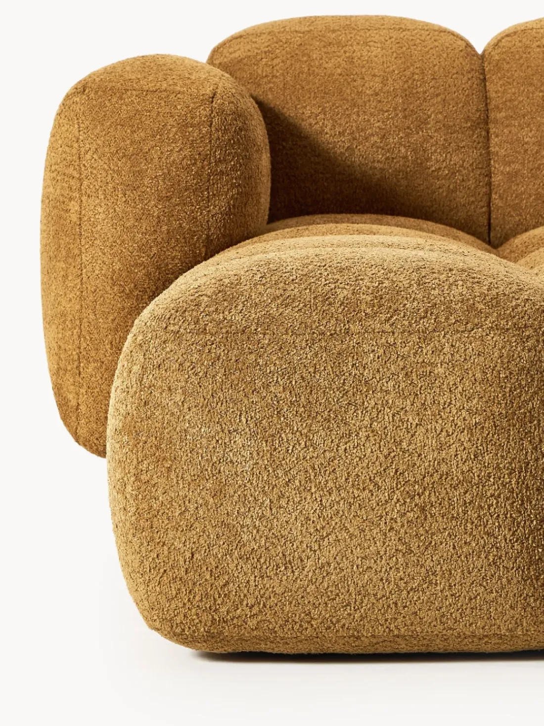 Sofá modular de borreguillo bouclé con reposapiés izquierdo/derecho Tayla (3 plazas)