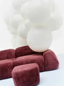 Sofá modular de borreguillo bouclé Wolke (3 plazas)