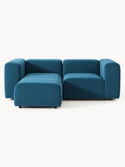 Sofá modular de terciopelo con reposapiés Lena (3 plazas)