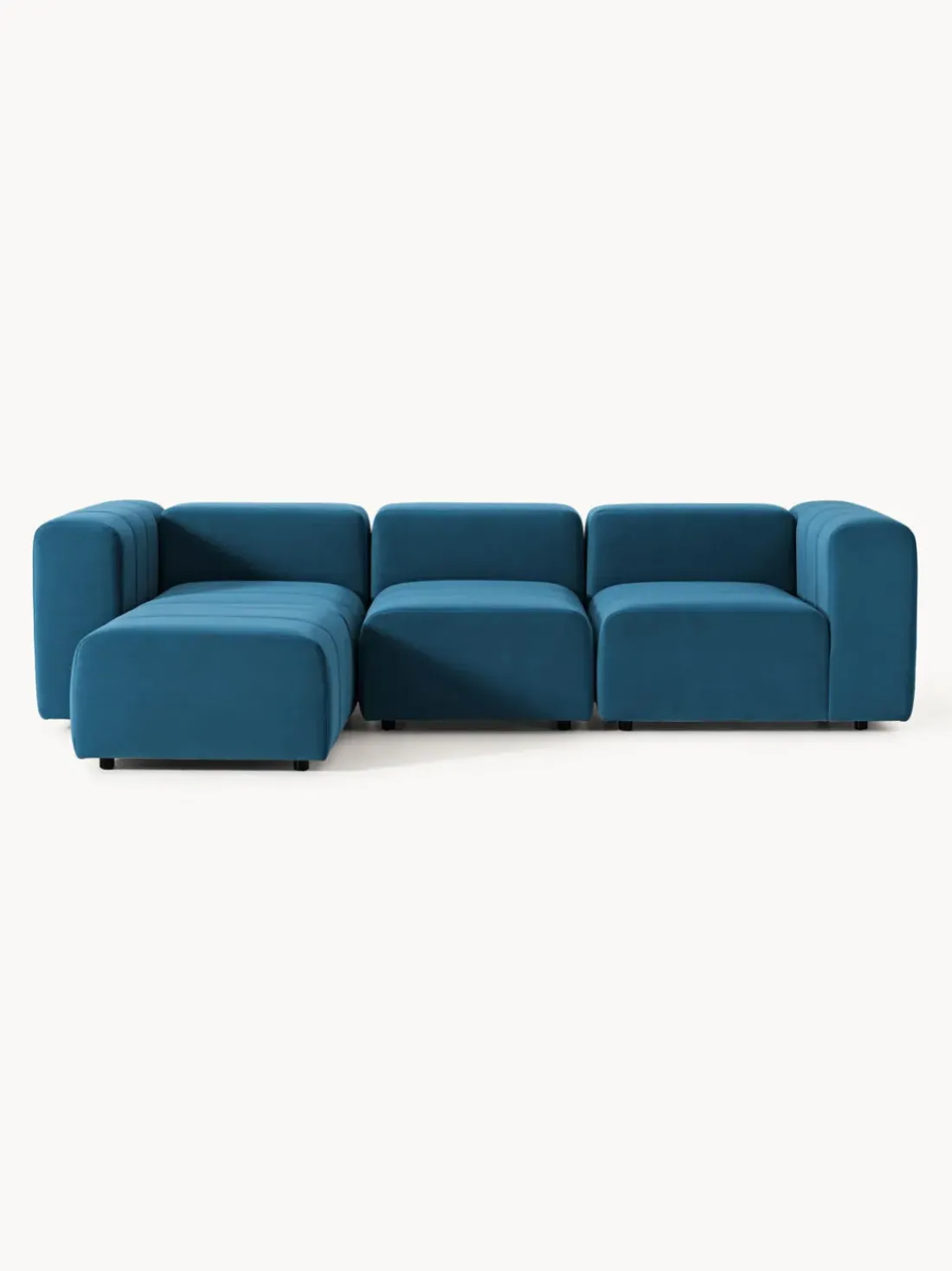 Sofá modular de terciopelo con reposapiés Lena (4 plazas)