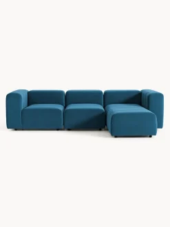 Sofá modular de terciopelo con reposapiés Lena (4 plazas)
