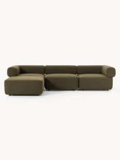 Sofá modular en tejido bouclé Anton (4 plazas), con reposapiés (izquierda/derecha)