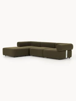 Sofá modular en tejido bouclé Anton (4 plazas), con reposapiés (izquierda/derecha)