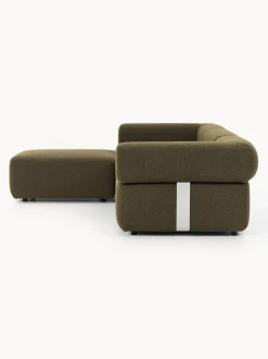 Sofá modular en tejido bouclé Anton (4 plazas), con reposapiés (izquierda/derecha)