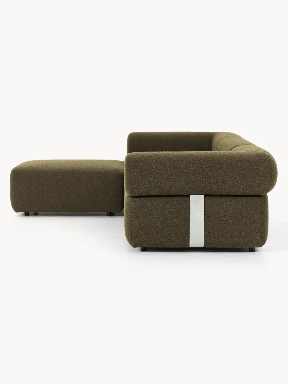 Sofá modular en tejido bouclé Anton (4 plazas), con reposapiés (izquierda/derecha)