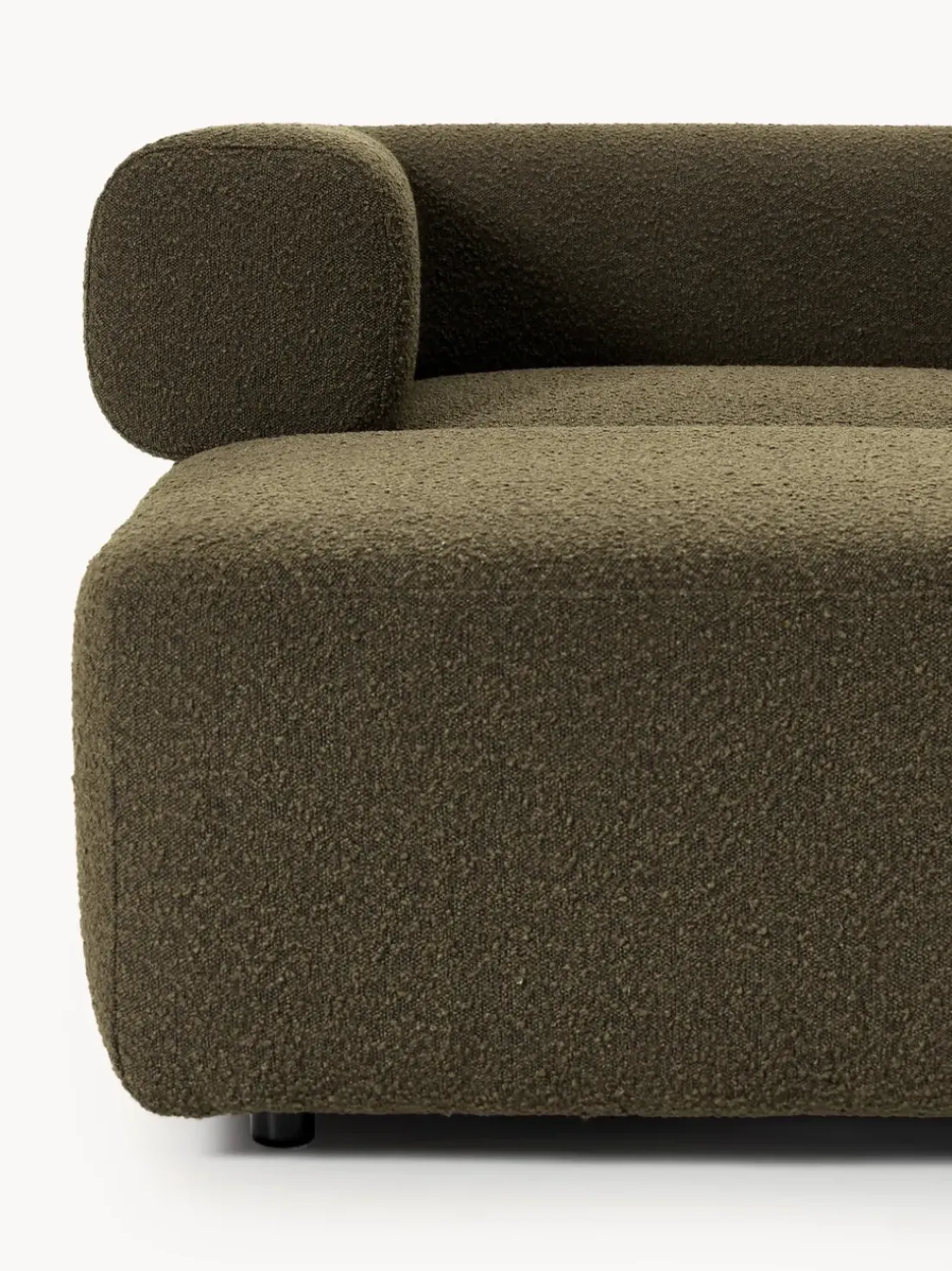 Sofá modular en tejido bouclé Anton (4 plazas), con reposapiés (izquierda/derecha)