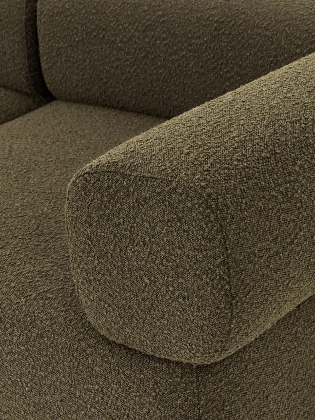 Sofá modular en tejido bouclé Anton (4 plazas), con reposapiés (izquierda/derecha)
