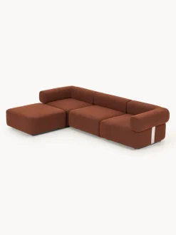 Sofá modular en tejido bouclé Anton (4 plazas), con reposapiés (izquierda/derecha)
