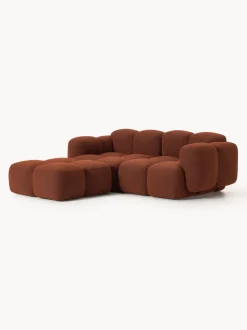 Sofá modular en tejido bouclé con reposapiés Tayla (3 plazas)